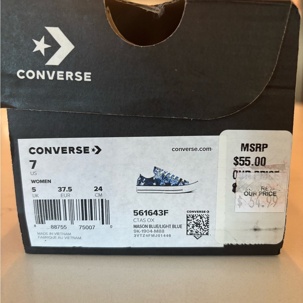 Converse Navy Blue Floral Low Top Sneakers - Picture 7 of 8